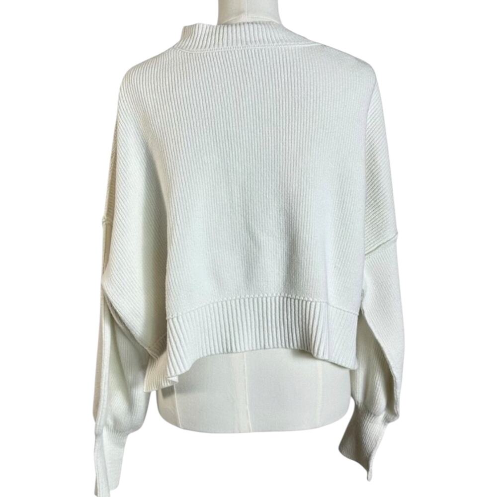 Free People Easy Street Crop Pullover Sweater in White Size Large Preppy Fall - Picture 13 of 16